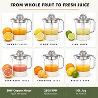 Presse-agrumes électrique silencieux 30W sans BPA, nouveau design, pour oranges et citrons, pour la cuisine à domicile