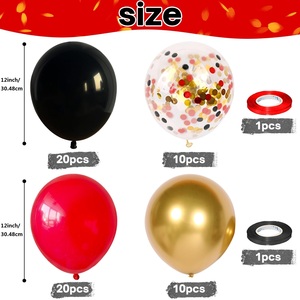 60 Globos Negros y Rojos de 12 Pulgadas para Decoración de Fiestas Temáticas de Casino, Graduación, Año Nuevo, Cumpleaños - Product Image 2