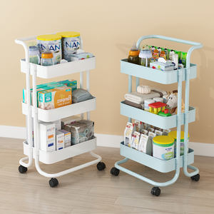 Panier en plastique de cuisine et de bureau, organisateur de rangement à 3 niveaux, étagère de rangement, chariot utilitaire, chariot de rangement - Product Image 2