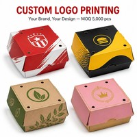 Boîte à hamburger en papier personnalisée avec logo, écologique et jetable, pour l'emballage de restauration rapide
