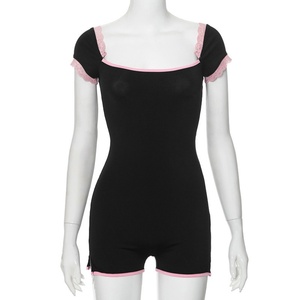 Viviblook K24RP266 Barboteuse une pièce en dentelle à col carré pour fille épicée pour femme - Product Image 1