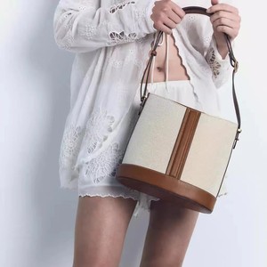 <span class=keywords><strong>Sac</strong></span> bandoulière en toile <span class=keywords><strong>marron</strong></span> pour femme avec empiècement en cuir PU, design à boucle tendance, idéal pour l'été, <span class=keywords><strong>sac</strong></span> <span class=keywords><strong>seau</strong></span> - Product Image 6