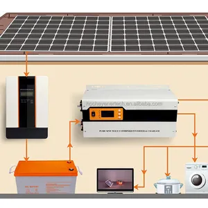 Hochey पूरा सौर ऊर्जा बिजली व्यवस्था 10 किलोवाट सौर ऊर्जा प्रणाली के लिए घर से दूर ग्रिड संकर सौर प्रणाली किट