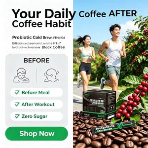 Caffè istantaneo freddo premium senza zucchero, con estratti vegetali naturali e probiotici, a lunga conservazione (24 mesi), in stick, per uso quotidiano - Product Image 4