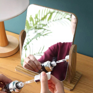 Popular desktop <b>makeup</b> mirror, home use wooden rotating square <b>vanity</b> mirror, desktop high-definition <b>makeup</b> mirror. - Product Image 2