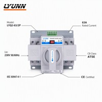 Disjoncteurs à commutation automatique/manuelle 2P 3P 4P 63A, interrupteur de transfert automatique double alimentation AC230V 50/60Hz MCB avec communication RS485