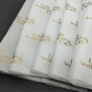 Custom Gold Brand Logo Printing Silk Paper 17gsm Thin White Clothing Wrapping Tissue Paper For Packaging