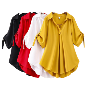 Damen <span class=keywords><strong>Plus</strong></span> <span class=keywords><strong>Size</strong></span> Weiße Chiffon Bluse Sommer Casual Solid <span class=keywords><strong>Tops</strong></span> Hot Selling Halbarm Lange Blusen <span class=keywords><strong>XXXXL</strong></span> Größe - Product Image 2