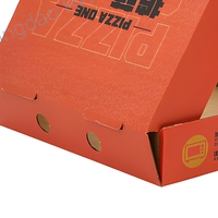 Boîte à pizza orange ou de couleur personnalisée, en carton alimentaire, avec couvercle à charnière imprimé sur mesure, emballage à emporter