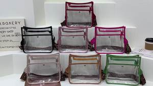 Bolso bandolera de mujer con correa y estampado de leopardo y guepardo de estilo occidental, bandolera de hombro transparente de PVC para mujer - Product Image 2