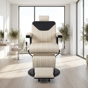 Sillón de Barbería Profesional Reclinable con Masaje en el Respaldo, Elevación Hidráulica, Reposapiés Ajustable, Diseño Moderno y Personalizable de Fábrica - Product Image 3