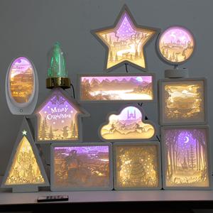 Veilleuse de Table LED 3D Découpée en Papier, Lampe de Chevet pour Chambre, Cadeau Idéal pour Fêtes, Fête des Mères, Amie, Enfants - Product Image 1
