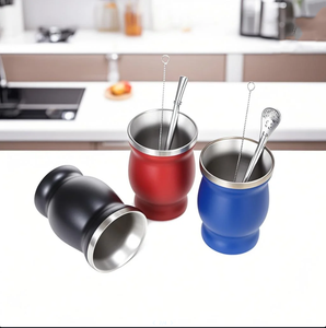 Offre Spéciale 8oz Double Paroi Sous Vide <span class=keywords><strong>Gourde</strong></span> Tasse En Gros Argentin Yerba Mate Service À Thé Logo Personnalisé Isolé En Acier Inoxydable - Product Image 5