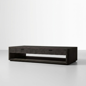 Grande <span class=keywords><strong>Tavolino</strong></span> da Caffè Moderno Francese con Cassetti in <span class=keywords><strong>Legno</strong></span> di Quercia Massiccio, Set di Tavolini Rettangolari e Laterali per Soggiorno - Product Image 2