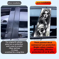 Autocollant de poteau B de voiture, motif squelette de femme, Halloween, en PVC imperméable, pour décoration de colonne centrale de voiture