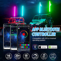 Hyper COB RGB Fat Whip LED Spiral Car Lights 2ft 3ft Chasing/Dancing Effect App + Télécommande pour véhicules tout-terrain Nouveau