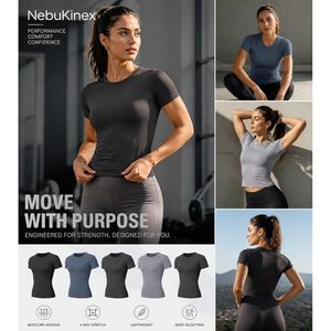 Women's Compression Shirts Short Sleeve Quick Dry Workout Tops Crew Neck Athletic Baselayer Yoga Gym Running T-Shirt 5-Pack - Product Image 5