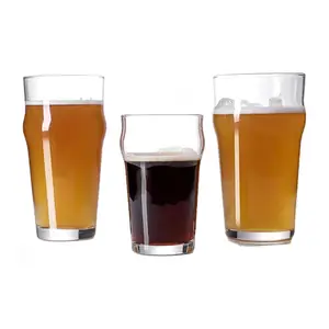 도매 저렴한 사용자 정의 로고 투명 맥주 수 유리 Pilsner 마시는 유리 파인트 유리 맥주 안경