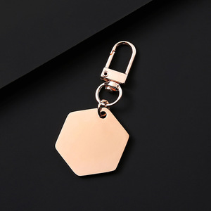 Llavero Hexagonal de Acero Inoxidable Personalizado, Colgante con Forma de Dije en Blanco, Grabado con Logotipo Personalizado, Mosquetón - Product Image 2