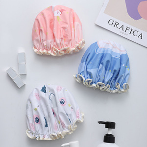 Zenidoo Gorro de Ducha de PVC de Doble Capa, Impermeable y Grueso, con Dibujos Animados para Niños, 14x13x3cm CN HEN - Product Image 5