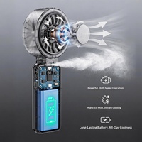 Kipas Genggam Portabel AntarcChill Kecepatan Tinggi 3600mah Mini Lipat untuk Luar Ruangan Tipe Sabuk Pinggang Turbo-Cooling dengan Semprotan Air