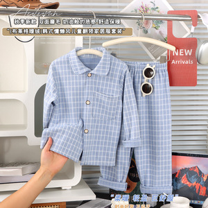 Nueva ropa de casa informal para niños de Otoño/Invierno para niños y niñas-Pijamas cálidos con cuello para compra al por mayor - Product Image 4