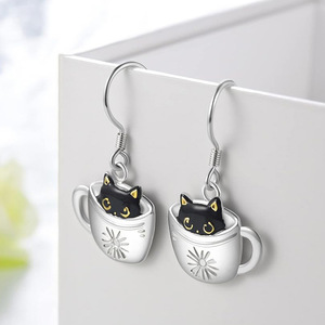 Orecchini pendenti a forma di gatto per donna, design simpatico a forma di animale, accessori per l'uso quotidiano - Product Image 2