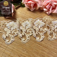 LEIXUSI 8cm Bordure en dentelle maille bicolore, broderie ondulée tricolore pour accessoires de manchette de vêtements féminins en stock
