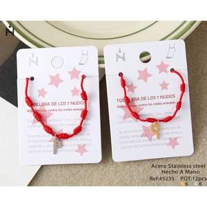 Bracelet de cheville en acier inoxydable avec nœud à sept étoiles et cordon rouge, charme protecteur pour femmes et filles - Product Image 1