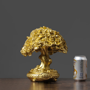 รูปปั้นต้นไม้ลิงทำจากเรซินสีทองสำหรับบ้านห้องนั่งเล่นของตกแต่งสำนักงานรูปปั้นต้นไม้นำโชคฮวงจุ้ยของขวัญปีใหม่ - Product Image 4