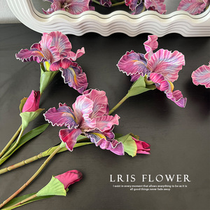 Fleurs d'iris artificielles en soie, arrangement floral blanc, bleu, violet, rouge, orange, marron, décoration de mariage, décoration de la maison, accessoires de photographie - Product Image 3