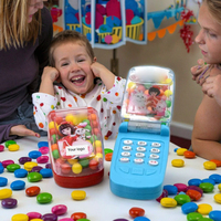 ODM Bonbons En Gros Personnalisé Forme Drôle Boules De Bonbons Durs Musique Téléphone Mobile Jouet pour Enfants Bonbons Aromatisés Aux Fruits Emballage En Boîte