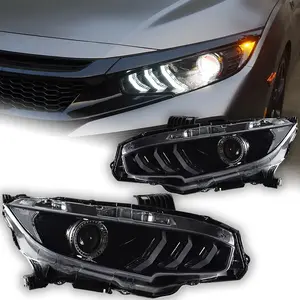 Car Lights For Honda Civic Headlight Projector Lens CivicX Mustang Design Dynamic Signal Head Lamp LED Headlights Drl Automotive