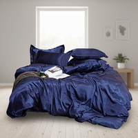 Parure de lit de luxe 4 pièces en polyester pur 100% et soie de mûrier tissée, moderne, 300 fils, toutes saisons, grade A, double, unie, violet, pour bébé