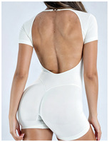 Combinaison de yoga sans couture à manches courtes et dos ouvert, effet push-up fessier, avec soutien-gorge intégré, pour femme - Nouvelle collection