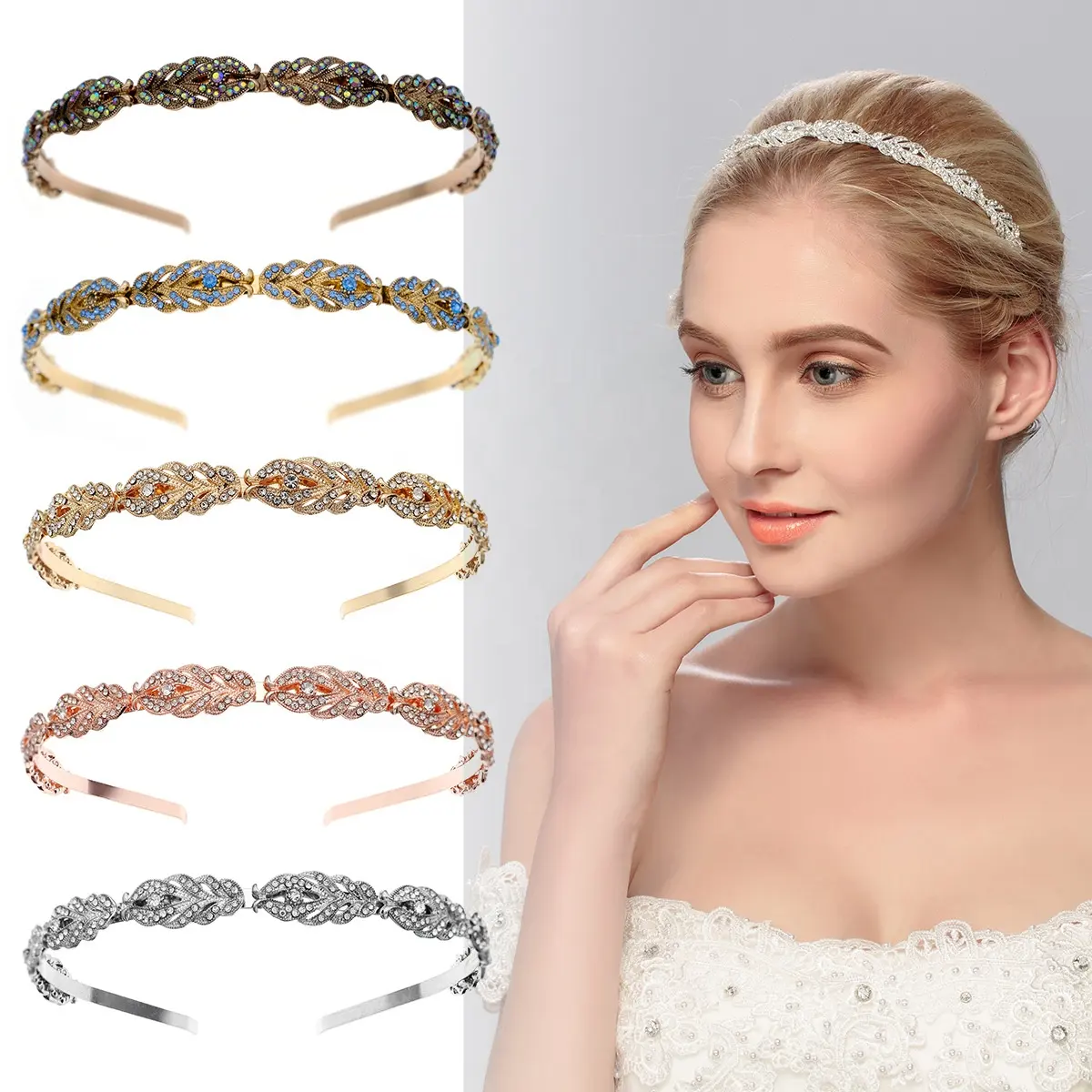 2024 New Fashion Crystal Rhinestone Wedding Headband Accessories Princess Party Bridal Crown