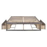 Cadre de lit plateforme en bois moderne de taille standard avec 6 tiroirs, gain de place pour la chambre à coucher