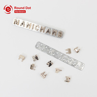 Lettres métalliques personnalisées avec logo de marque OEM ODM, alphabets métalliques séparés, marques métalliques de marque pour sacs et vêtements
