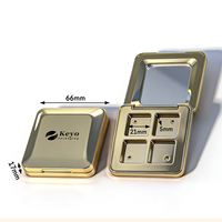 Nouvelle conception, palette de fards à paupières magnétique vide à 4 godets, format carré classique, conteneur compact pour poudre pressée avec miroir