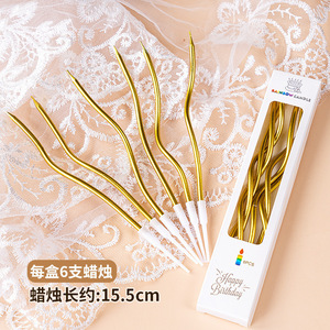 เทียนวันเกิดรูปทรงโค้งดีไซน์เกลียวตกแต่งเค้กสไตล์ฮันนี่แอนด์สวีทเนส อุปกรณ์ตกแต่งเค้กสไตล์อินส์ - Product Image 6