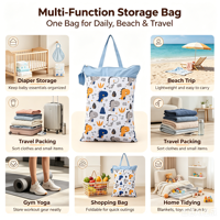 Sac étanche personnalisé OEM à imprimé hawaïen avec fermeture éclair, pochette de séparation humide/sec anti-fuite pour la plage, la natation et le rangement des couches de bébé