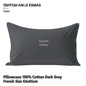 Funda de almohada 100% algodón gris oscuro tamaño francés 65x65cm - Product Image 3