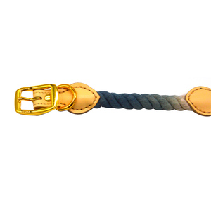 <span class=keywords><strong>Collar</strong></span> de Perro de Cuerda de Algodón Ecológico Premium con Hebilla de Acero Inoxidable y Anillo en D, Patrón Sólido de Cuero PU para Perros Medianos y Grandes - Product Image 4