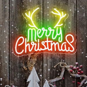 Luces de neón personalizadas, letrero <span class=keywords><strong>Led</strong></span> de Feliz Navidad, neón <span class=keywords><strong>con</strong></span> paneles acrílicos, decoración de pared, luz nocturna para fiestas, regalos de dormitorio, neón - Product Image 6
