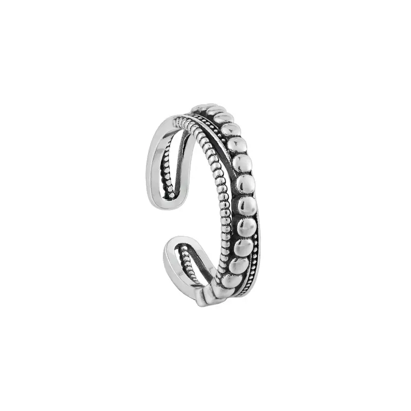 Anelli impilabili per gioielli con dita squisite anello aperto con avvolgimento in filo intrecciato in argento Sterling 925 anello impilabile in argento tailandese per le donne