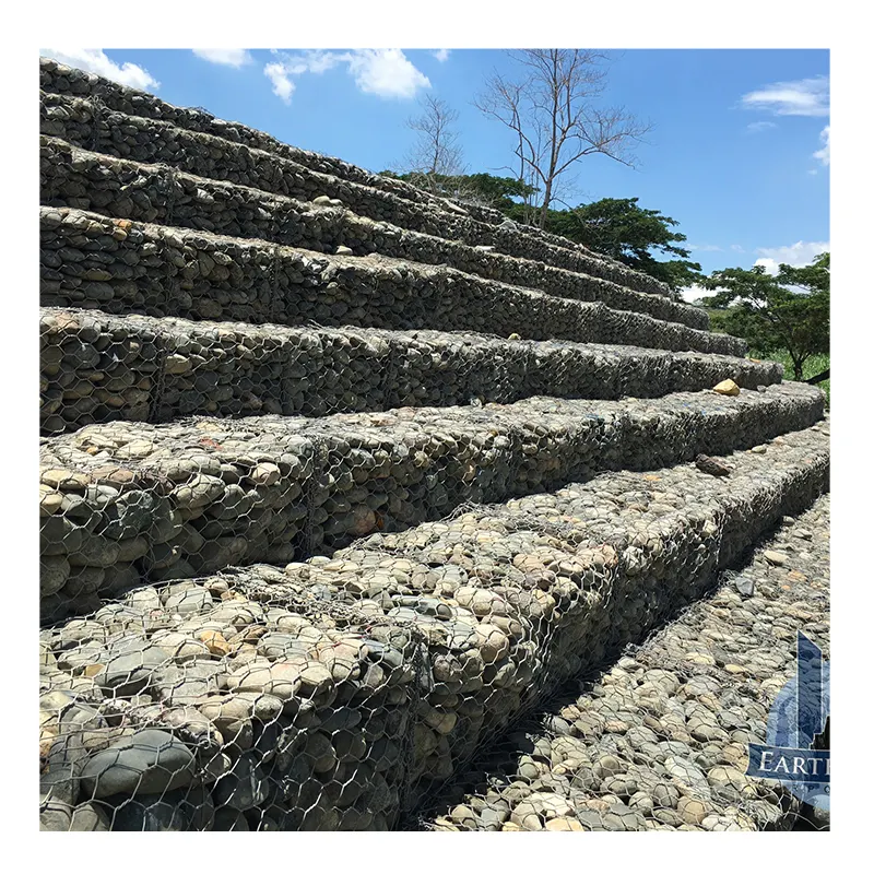 Malla de alambre de colchón de malla de gaviones producto de banco de Río hexagonal relleno de roca galvanizada a prueba de herrumbre