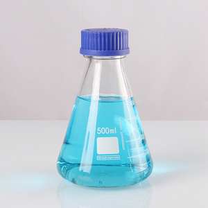 Frasco Cónico Graduado de Laboratorio Transparente de 100 ml, 250 ml, 500 ml, 1000 ml, Frasco de Vidrio Erlenmeyer con Tapa de Rosca Azul - Product Image 5