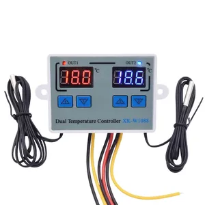 Grosir thermostat digital dual sensor-W1088 Termostat Sensor Suhu Digital LED Ganda, Kontroler Termostat Pemanas AC 110-220V Inkubator Akuarium Termoregulator