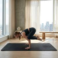 Tapis de yoga en PU haute densité, épaisseur 5 mm, écologique, antidérapant, imperméable, longueur 183 cm, design bicolore, sangle de transport rebondissante, pliable