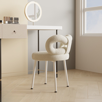 Chaise de maquillage à dossier crème Table de toilette Tabouret à clous Chaise de salle à manger avec nœud